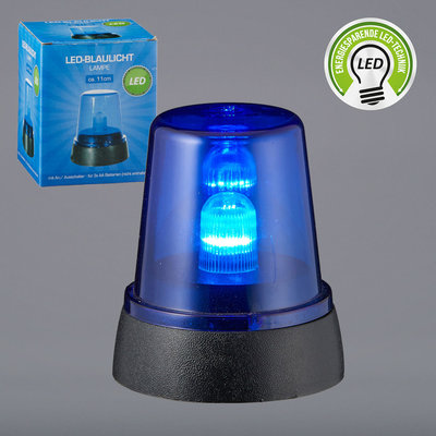 Decopatent Decopatent® LED Zwaailamp - Zwaailicht Blauw - Politie Zwaailicht - Blauwe Zwaailamp - Werkt op 3x AA Batterij - Speelgoed - Feest Led Licht