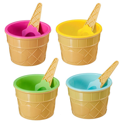 Decopatent Decopatent® 4-Delige IJsbeker Set - Bestaande uit: 2x IJsbekers en 2x IJslepels - IJS Beker - IJscoupe - Dessertcoupe