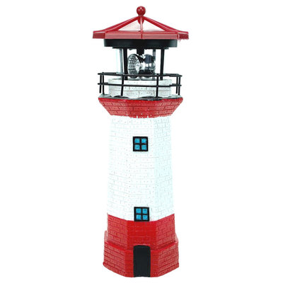 Decopatent Decopatent® LED Solar Vuurtoren - Met Ronddraaiend Licht - LED tuin lamp - LED Lighthouse - LED Lamp Vuurtoren - 28 Cm. Hoog