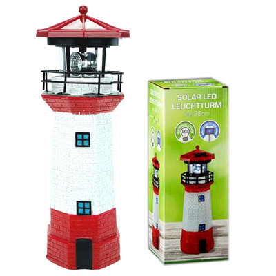 Decopatent Decopatent® LED Solar Vuurtoren - Met Ronddraaiend Licht - LED tuin lamp - LED Lighthouse - LED Lamp Vuurtoren - 28 Cm. Hoog