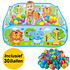 Decopatent Decopatent® Ballenbak Incl 30 Stuks Ballenbak ballen - Vrolijke Dieren print - Baby - Peuter - Ballenbak met 30 ballen voor ballenbak