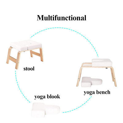 Decopatent Decopatent® Yoga stoel - Bamboe Inversie stoel - Wit Kussen - Meditatie bankje - Hoofdstand bankje - Yoga kruk - Yoga oefening trainer - Yogastoel - Handstand Trainer - Omgekeerde Kruk / Stoel
