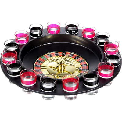 Decopatent Decopatent® Roulette Drankspel - Met 16 shotglaasjes - Drinkspel - Drank spel Voor Volwassenen - Drinking Game - Drank Roulette