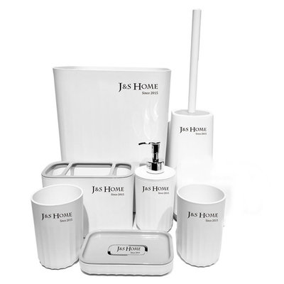 Decopatent Decopatent® Badkamerset 7 Delig - Toiletaccessoires Set - Toiletborstel met houder - Tandborstelhouder - Zeeppompje - Bekers - Wit