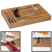 Decopatent Bamboe Bestekbak voor keukenla – 6 Vaks - Bestek organizer van hoogwaardig bamboe hout – Bestekcassette - 44.5 x 30.5 x 6 Cm. - Decopatent®