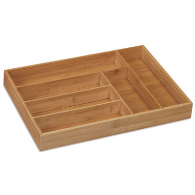 Decopatent Bamboe Bestekbak voor keukenla – 6 Vaks - Bestek organizer van hoogwaardig bamboe hout – Bestekcassette - 44.5 x 30.5 x 6 Cm. - Decopatent®