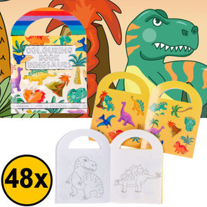 Decopatent Decopatent® Uitdeelcadeaus 48 STUKS Dinosaurus Kleurboekjes met Stickers - Traktatie Uitdeelcadeautjes voor kinderen - Klein Speelgoed