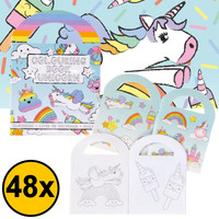 Decopatent Decopatent® Uitdeelcadeaus 48 STUKS Unicorn / Eenhoorn Kleurboekjes met Stickers - Traktatie Uitdeelcadeautjes voor kinderen - Klein Speelgoed