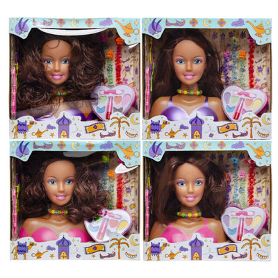 Merkloos Decopatent® Speelgoed Kaphoofd - Sminkpop met make up voor Kinderen - Makeup pop - Kappop - Schminkpop voor Meisjes - Opmaakpop / Kapkop met haar accessoires en make-up - Kaphoofd voor Meisjes