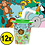 Decopatent Decopatent® 12 STUKS WILDE DIEREN 3D Drink Beker met Rietje en Deksel - 250ML - Jungle Plastic Bekers - Kinderfeestje - Kinderverjaardag Bekertjes - Traktatie - Uitdeelcadeaus