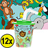 Decopatent Decopatent® 12 STUKS WILDE DIEREN 3D Drink Beker met Rietje en Deksel - 250ML - Jungle Plastic Bekers - Kinderfeestje - Kinderverjaardag Bekertjes - Traktatie - Uitdeelcadeaus