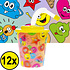 Decopatent Decopatent® 12 STUKS VROLIJKE SMILEY 3D Drink Beker met Rietje en Deksel - 250ML - Smilli Plastic Bekers - Kinderfeestje - Kinderverjaardag Bekertjes - Traktatie - Uitdeelcadeaus