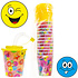 Decopatent Decopatent® 12 STUKS VROLIJKE SMILEY 3D Drink Beker met Rietje en Deksel - 250ML - Smilli Plastic Bekers - Kinderfeestje - Kinderverjaardag Bekertjes - Traktatie - Uitdeelcadeaus