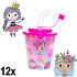 Decopatent Decopatent® 12 STUKS PRINSES 3D Drink Beker met Rietje en Deksel - 250ML - Prinsessen Plastic Bekers - Kinderfeestje - Kinderverjaardag Bekertjes - Traktatie - Uitdeelcadeaus