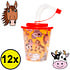 Decopatent Decopatent® 12 STUKS BOERDERIJ DIEREN 3D Drink Beker met Rietje en Deksel - 250ML - Boerderij Plastic Bekers - Kinderfeestje - Kinderverjaardag Bekertjes - Traktatie - Uitdeelcadeaus