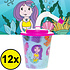 Decopatent Decopatent® 12 STUKS ZEEMEERMIN 3D Drink Beker met Rietje en Deksel - 250ML - Mermaid Plastic Bekers - Kinderfeestje - Kinderverjaardag Bekertjes - Traktatie - Uitdeelcadeaus