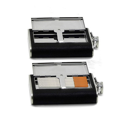 Decopatent Decopatent® RVS Heupfles met Sigaretten houder - Platvink - Sigaretten houder - RVS Zakflacon - Zakfles - Drankfles - Drankflacon Heupflesje - Sigarettendoosje