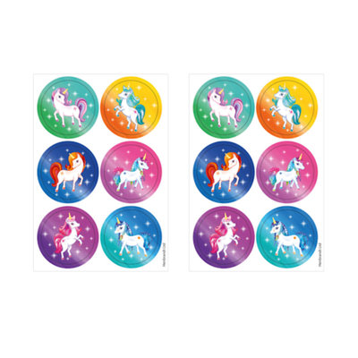 Henbrandt Decopatent® 12 STUKS Traktatie Uitdeel papieren zakjes - Inclusief Stickers - UNICORN - Eenhoorn - Tasjes - Traktatiezakjes voor uitdeelcadeautjes - Kinderfeestje - 13x8x25 Cm
