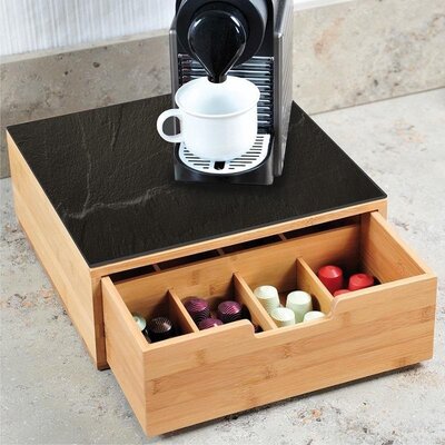 Kesper Decopatent® Koffiemachine standaard & koffie capsule houder in 1 - Bamboe - 8 vaks - 30 x 31 cm