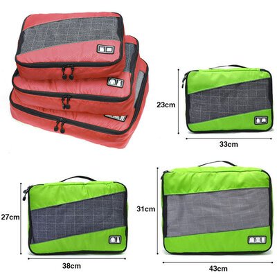 Decopatent Packing Cubes 3 Delige reis Set - Koffer organizer - Handbagage inpak Organizers voor Kleding - Ondergoed - Schoenen – Compression Cubes opberg tassen - kofferorganiser - Kleur ROOD - Decopatent®