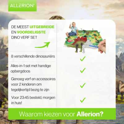 Allerion Allerion Dino Kinder Schilder Set - Met 8 Dinosaurussen en Schilderspullen