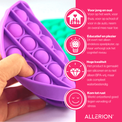 Allerion Allerion Fidget Toy Pop-It - Set van 3 stuks - Tie Dye Bedrukking Print - Pop It - Fidget Toys verschillende kleuren - Concentratie speelgoed