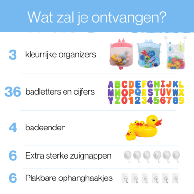 Allerion Allerion Bad Organizer - Badspeelgoed Baby - 3 verschillende modellen – Opbergtas – Inclusief speelgoed