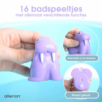 Allerion Allerion Bad Squirt Speelgoed Set – 18-delig – Bath Squirters – Zeedieren – Inclusief Netjes en Opberg Tas