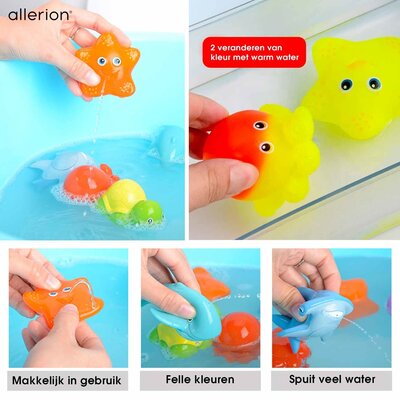 Allerion Allerion Bad Squirt Speelgoed Set – 18-delig – Bath Squirters – Zeedieren – Inclusief Netjes en Opberg Tas