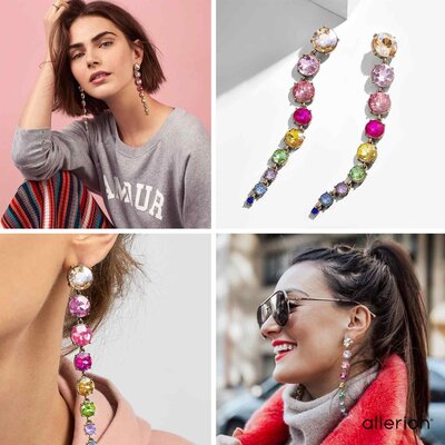 Allerion Allerion - Dames Oorbellen Set - 8 Verschillende Hangers - Inclusief Satijnen Tasje