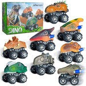 Allerion Allerion Dino Trek Auto’s - Set van 8 Verschillende - Voertuigen met Dinosaurussen