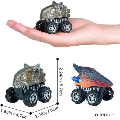 Allerion Allerion Dino Trek Auto’s - Set van 8 Verschillende - Voertuigen met Dinosaurussen