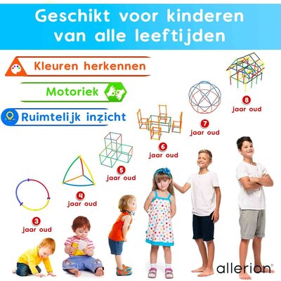 Allerion Allerion Rietjes Bouwpakket - 1154-delig - Met veel Accessoires - Creatief Bouw Speelgoed voor Jongens en Meisjes - STEM-Speelgoed - Inclusief Opbergdoos