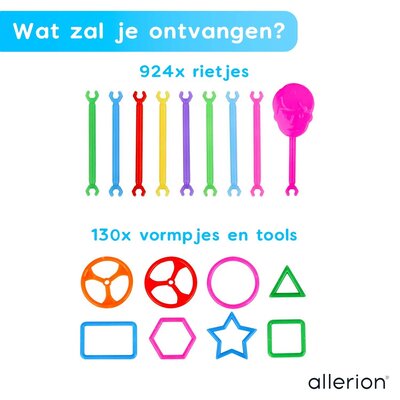 Allerion Allerion Rietjes Bouwpakket - 1154-delig - Met veel Accessoires - Creatief Bouw Speelgoed voor Jongens en Meisjes - STEM-Speelgoed - Inclusief Opbergdoos