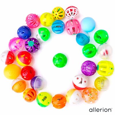Allerion Allerion Kattenspeelgoed Balletjes Set - Katten Speeltjes Intelligentie - 42-delig - Plastic Balletjes - Verschillende Vormen en Kleuren