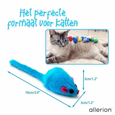 Allerion Allerion Kattenspeelgoed Muizen Set - Katten Speeltjes Intelligentie - 36-delig - Zachte Felgekleurde Muisjes - In Cadeauverpakking