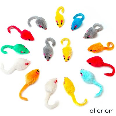 Allerion Allerion Kattenspeelgoed Muizen Set - Katten Speeltjes Intelligentie - 36-delig - Zachte Felgekleurde Muisjes - In Cadeauverpakking