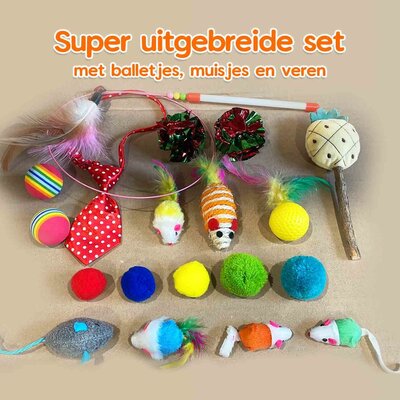 Allerion Allerion Kattenspeelgoed Set - Katten Speeltjes Intelligentie - 20 Verschillende Speeltjes - In Cadeauverpakking