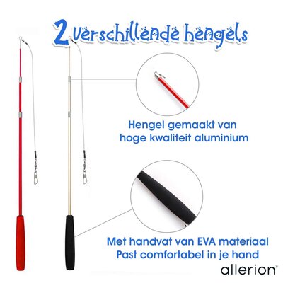 Allerion Allerion Kattenspeelgoed Hengel Set - Katten Speeltjes Intelligentie - 2 Hengels en 12 Veertjes - In Cadeauverpakking