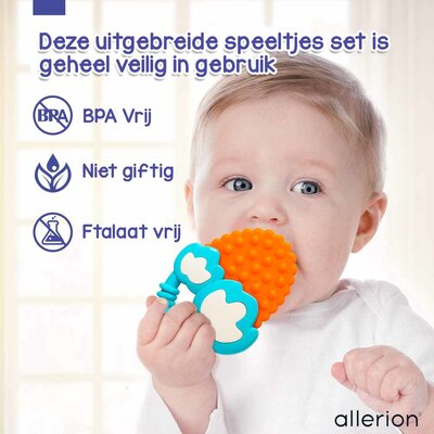 Allerion Allerion Baby Bijtringen Set - 8 Verschillende - Rammelaar - Bijtspeelgoed – Vanaf 0 jaar