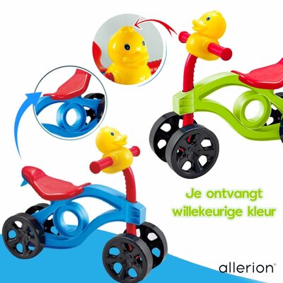 Allerion Allerion Baby Loopfiets - Loop Speelgoed - Met Geel Eendje - Voor Jongens en Meisjes - Vanaf 1 jaar - Groen / Blauw