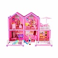 Allerion Allerion Poppenhuis - Met Meubels en Poppen - Inclusief Accessoires - 126-delig - Roze