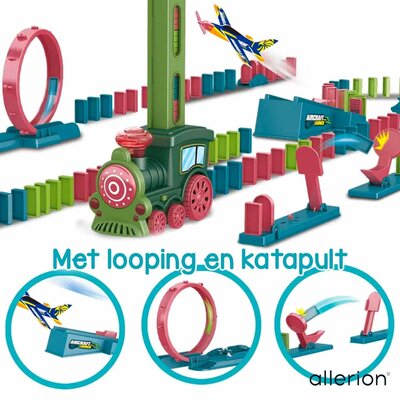 Allerion Allerion Domino Set Trein - Domino Stenen Spel voor Kinderen - 120 Dominostenen en 11 Attributen - STEM Speelgoed