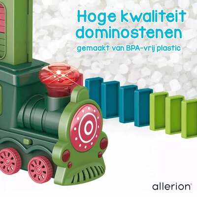 Allerion Allerion Domino Set Trein - Domino Stenen Spel voor Kinderen - 120 Dominostenen en 11 Attributen - STEM Speelgoed