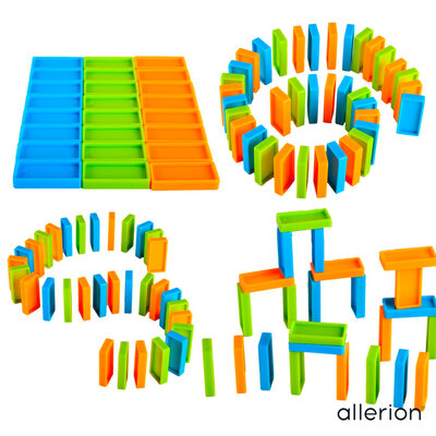 Allerion Allerion Domino Set XL - Domino Stenen Spel voor Kinderen - Met Knikkerbaan - 308-delig - Veel Attributen