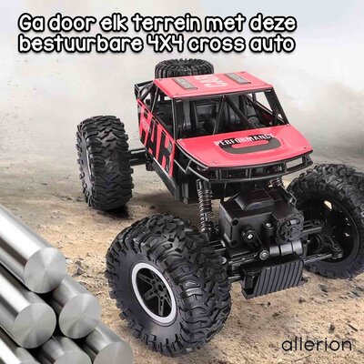 Allerion Allerion Afstand Bestuurbare Auto 4X4 - RC Auto voor Jongens - Buiten - Oplaadbare Batterij via USB