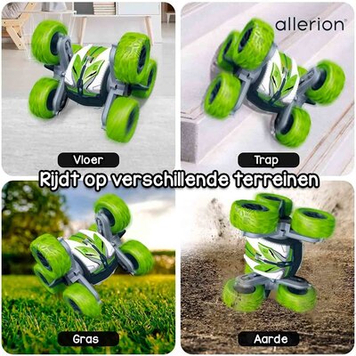 Allerion Allerion Afstand Bestuurbare Auto 6 Wielen - RC Auto voor Jongens - Waterproof - Stunt Model - Met Licht - Oplaadbare Batterij via USB