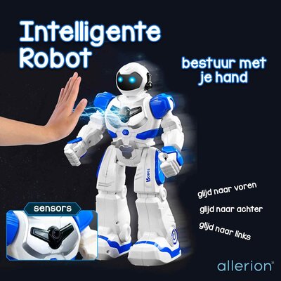 Allerion Allerion Intelligente Robot - RC Robot Speelgoed - Reageert op Handgebaren - Voor Jongens en Meisjes - Blauw of Rood