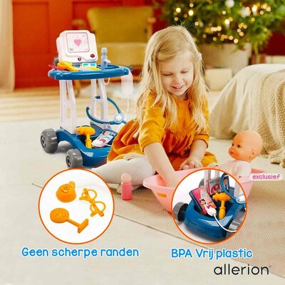 Allerion Allerion Doktersset - Dokter Speelgoed voor Kinderen - Met Kar en veel Accessoires - Met Geluid en Licht - Voor Jongens en Meisjes