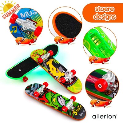 Allerion Allerion Fingerboard Set - Mini Vinger Skateboard - 12 Verschillende Skateboards - Accessoires Pakket